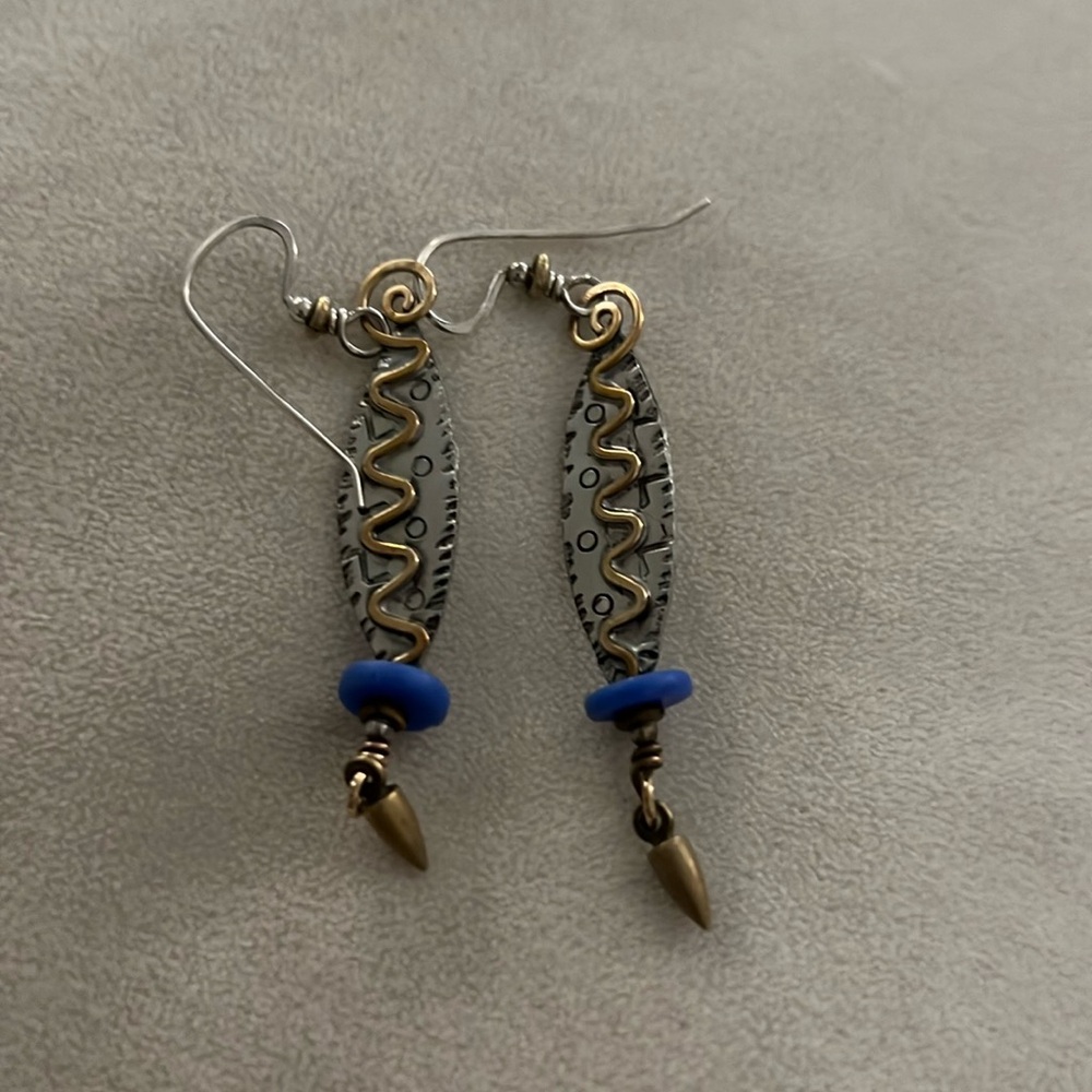 Two-tone handmade funky earrings